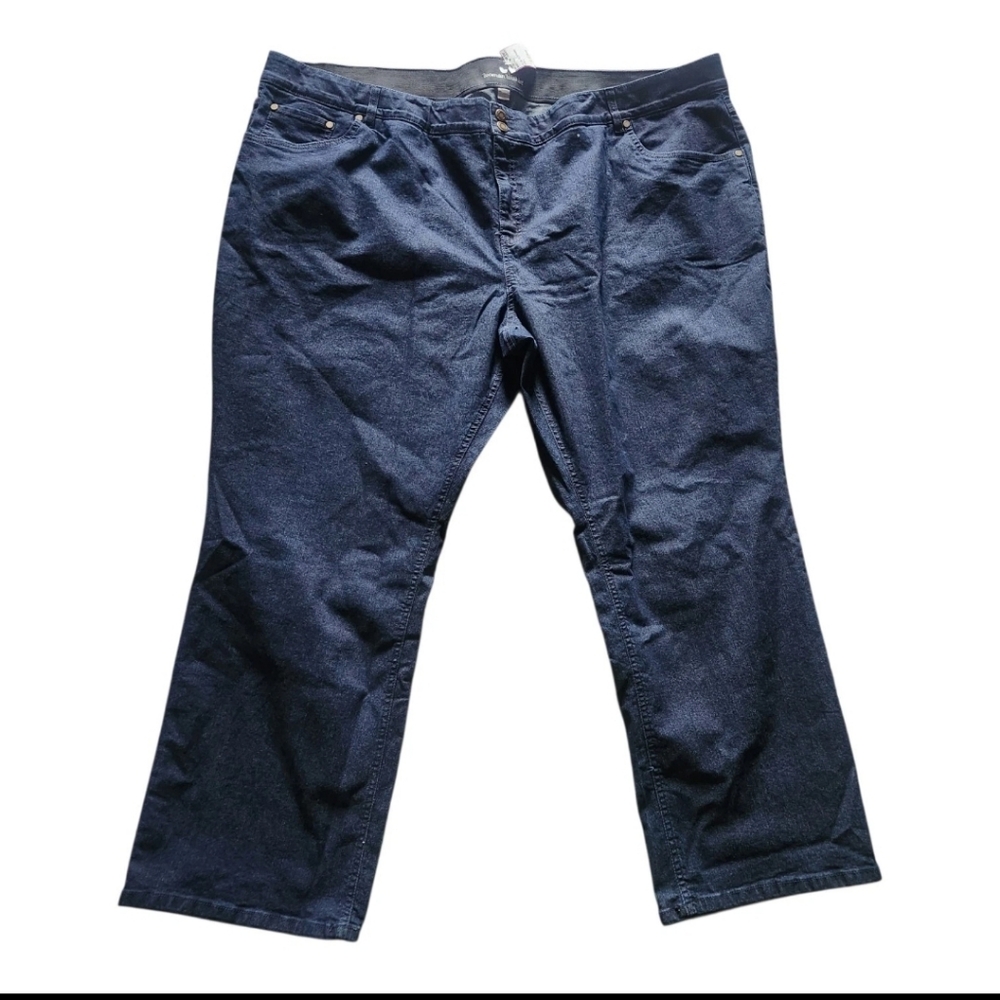 Woman Within Plus Size 34W Denim Blue Jeans  5-Pockets Darkwash